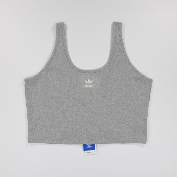 adidas Tops - Adidas Originals Ribbed Logo Crop Top Women's Gray Tank Stretch Size XL New